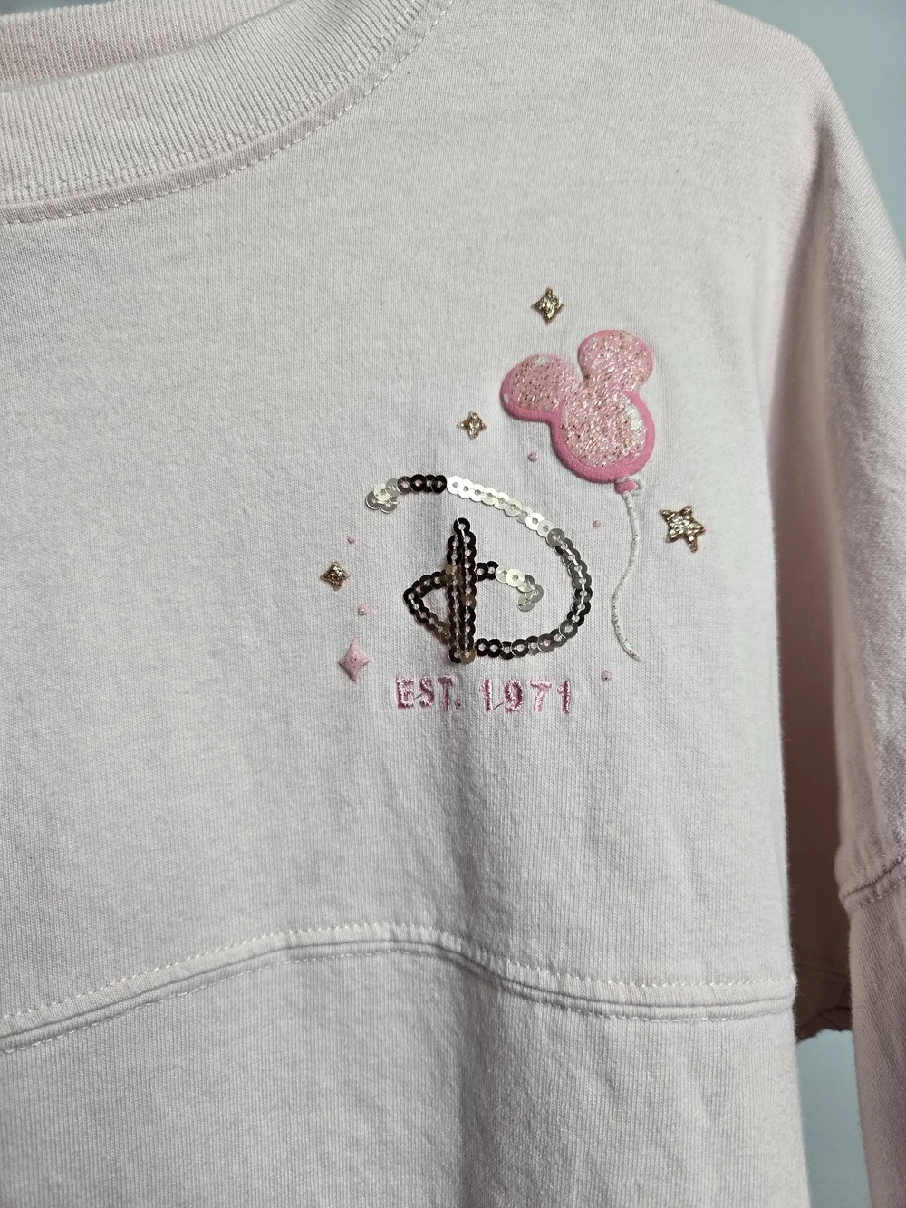 Disney Parks Walt Disney World Pink Glitter Mickey Balloon Spirit Jersey Top XL